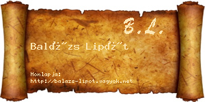 Balázs Lipót névjegykártya